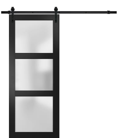 Sartodoors Barn Interior Door, 18" x 96", Black LUCIA2552BD-B-BLK-1896